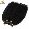 Extensions de cheveux pré-collées Kinky Curl I tip 100g par Bundle Natural Black Color Cuticle Aligned