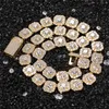 High End Bling Łańcuchy Biżuteria Męskie 16/18/20 / 22/24 calowe 18K Pozłacane CZ Miami Kubańskie Naszyjniki Łańcuchowe Diamond Chian Necklaces