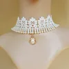 2020 Popular Bride White Lace Hanging Beads Pure Handmade Original Retro Clavicle Neck Necklace Jewelry Wholesale