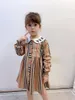 2020 Neue Kinder Brief Puppe Revers Plaid Kleid Kinder Rüschen Langarm Plissee Kleid Designer Mädchen Baumwolle Gitter Kleid A37106282741