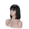 Pixie Cut Bob Wigs Peruvian Straight Short Human Hair Fringe Wig With Bangs For Women