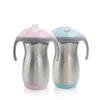 FedEx 280 ml Sippy Cup met Handvat Babyfles Kids Tumbler Gebogen Tuimelaars Roestvrijstalen Melkflessen Dubbele Wall Travel Mok