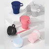 Siliconen vouwbeker met strokantoor buiten reizen Draagbare koffiekop Opvouwbare melk Water Cups 16oz