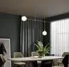 Salle à manger moderne cuivre pendentif LED lampes lustres nordique salon lustre chambre lumière étude boule de verre lumières