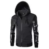 Men's Fur & Faux High Quality Men Hooded Jacket And Coat Autumn Casual Pu Leather Sleeve Slim Outerwear Zipper Hoody Sportswear1