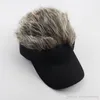 가짜 머리 야구 모자 조정 가능한 스트랩 백 남성 여자 재미있는 가발 태양 바이저 화학 모자 패션 유니섹스 선물 블랙 커피 색상 도매