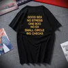 Divertido buen sexo sin estrés One Boo No Ex pequeño círculo grandes cheques camiseta letra impresión espalda tamaño UE 100% camisa de algodón MX200611