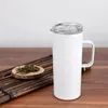 NOUVEAU Gobelet maigre de 15 oz avec poignée Tasse à bière en acier inoxydable de 15 oz Double paroi isolée Sous vide froid Gobelets à boire Tasse à café pour le bureau