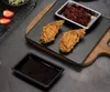Disponibel sushi skål sojasås rektangel sallad salt krydda behållare plattan restaurang uttag paketrätt kka7982