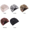 Turbans för kvinnor Metallic Top Knot Turban Muslim Hijab Solid Color Ladies Headwear Inre Islamic Head Cover Hair Tillbehör