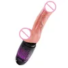 Realistische telescopische dildo vibrator afstandsbediening verwarming kunstmatige penis butt plug anale seks machine erotische seksspeeltjes voor vrouw T200715
