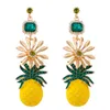 Letnie Cukierki Kolor Metal Ananas Kwiaty Drop Kolczyki Dla Kobiet Moda Moda Długie Oświadczenie Kolczyki Biżuteria