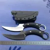 Toppkvalitet Karambit Claw Knife 440c Stone Wash Blade Full Tang G10 Hantera Utomhus Survival Tactical Machete With Kydex