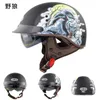 DOT approuvé unisexe femmes et hommes en cuir ABS casque de moto demi-visage SM202 Vintage Casco Capacete demi-visage rétro Casque7889151