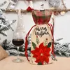 Sedia natalizia Decorazione da tavolo Reticolo Lino Copri bottiglia di birra per vino Buon Natale Capodanno Fornitura decorativa per cucina