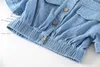 Toddler Baby Girls Kids Summer Clothes Fashion High Waist Tops Dress 2pcs Denim Suit Princess Party Outfit Sets