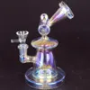Ny elektroplätering Colorfu Glass Bong Water Pipe Hookah Ice Catcher Dab Oil Rigs Bowl Downstem Rökhöjd 18 cm