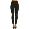 High Waist Casual Skinny Jeans For Women Hole Girls Slim Knee Ripped Denim Pencil Pants Elasticity Black Blue Trousers