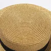 الموضة المنسوجة على نطاق واسع من الذهب المعدني النحل الأزياء واسعة القش غطاء الوالدين الطفل المسطح أعلى القبعة قبعة القش القبعة البهجة High286e