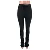 2020 High Waist Sweatpants Women Joggers 2020 Elastic Summer Stacked Leggings Bell Bottom Trouser Split Hem Flare Ruched Pant271v