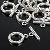 100Sets / lot tibetanisches Silber überzogene Toggle-Haken-Ring 12 * 15mm Blumen-Entwurf Runde Haken für Armband-Halskette Diy Schmuck