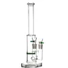 Hookahs podwójne połączenia Bong Honeycomb Glass Glass Water Bongs Perc Dab Rig Oil Rurki palenia zielony klasyczny projektant Nowy