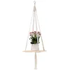 Macrame Shelf Plant Hanger inomhus hängande planterkorghållare Heminredning Bomull Rop 45 tum Y2007091258566