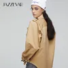 Gabardina para mujer JAZZEVAR 2021 llegada otoño abrigo mujer moda algodón doble botonadura chaqueta corta suelta ropa de abrigo 9018-11