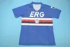 1990 1991 Soccer Sampdoria Retro Jersey 10 MANCINI 3 FERRI VIALLI CEREZO ATTILIO LOMBARDO Bleu Accueil Maillot de Football Kits Taille S-XXL