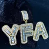 14K New Baguette Custom Letters Pendant Necklace CZ Name Chain Zircon Pendant Gift Jewelry for Men Women