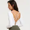 Sports BH Women Long Sleeve Shirts Womens Workout Shirts Womens Fitness Tops Workout Crop Top Sexiga kläder Backless Shirts T200401