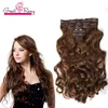 Greatremy 20 Body Wave Vollkopf-Clip-in-Haarverlängerungen, Haarteil, Kunsthaar, Schussfarben, 1b46101627303399j60613 27 613