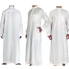 Roupa masculina islâmica de manga comprida branca Jubba Thobe Abaya Dubai Arábia Saudita Tradicional Ramadã Eid Árabe Robes301c