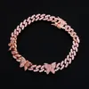 Europe and America Fashion Men Women Bracelet Gold Silver Colors CZ Butterfly Diamond Cuban Chain Bracelet Gift8550720