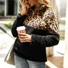 Mulheres Camisola Outono Inverno Leopardo Impresso Polar Fleece Patchwork Fluffy Grosso Choroso Suéter Zipper Pulôver Sherpa Tops