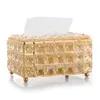 Tissue Case Storage Box Shinning Gold Silver Glass Paper Container for Restaurant Car Home el228f