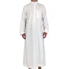 Blanc à manches longues islamique hommes vêtements Jubba Thobe Abaya dubaï arabie saoudite traditionnel Ramadan Eid robes arabes