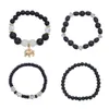 Mode multicouche 4 pcs / Set Force à la main Bracelet perlé à la main avec bracelet de charmes éléphants Ensemble pour femmes hommes