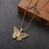 Gold Silver ColorBling CZ Stone Butterfly Pendant Necklace for Men Women with 24inch Rope Chain Nice Gift for Friend1630706