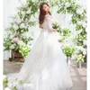 Nowa moda Simple 2020 Suknie ślubne Koronki Trzy czwarte Rękaw O-Neck Elegancki Plus Size Vestido de Noiva Bride Q