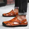 Classic Mens Sandals Summer Genuine Leather Male Beach Sandals Soft Comfortable Male Outdoor Beach Slippers Slip-ON Man Sandals CX200710