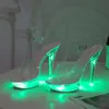 Leuchte leuchtende Schuhe Frau Luminous Clear Sandals Frauen Plattform Schuhe LED 13 cm High Heel Transparent Stripper Heels3062002