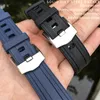 20 mm wysokiej jakości Gumowa silikonowa opaska Waterproof Blue Black Paspband Bracelets Bracelets stalowa klamra pinowa do Omega NOWOŚĆ 300 F237K