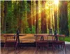 Beställnings- foto bakgrundsbilder för väggar 3d väggmålning tapet skog stort träd solsken pastoral landskap vardagsrum soffa bakgrund väggmålning dekor
