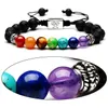 Yoga handgemaakte 7 chakra boom van het leven bedelarmbanden lava stenen kralen touw zwart vulkanische stenen armband GD413