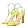 Women Transparent Summer Sandals Ladies High Heel Slippers Candy Color Open Toes Thick Heels Fashion Female Slides Shoes