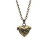 10 pièces rétro en forme de coeur cendres d'animaux Souvenir minimal crémation souhaitant pendentif Bronze amour collier cendres pendentif