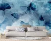 Levande 3d tapet handmålade nordiska moderna minimalistiska ginkgo blad bläck liten färskt sovrum bakgrund vägg silke väggmålning tapet