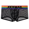 Sexy Gay Men Underwear Mesh Hole Boxer Mutandine maschili di alta qualità Boxer comodi Pantaloncini arcobaleno Mutande Mens Body Trunks