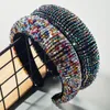 Baroque Beaded Headband for Woman Luxury Colorful Crystal Wide Hair Hoop Wedding Tiaras Crowns Thick sponge 2 Style